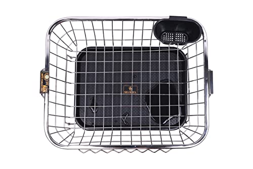Image of SHAMSHA Stainless Steel Dish Drainer Basket Rack for Kitchen Utensils /Plates with Water Storing Tray Size 53x42x24 cm (LxBxH)