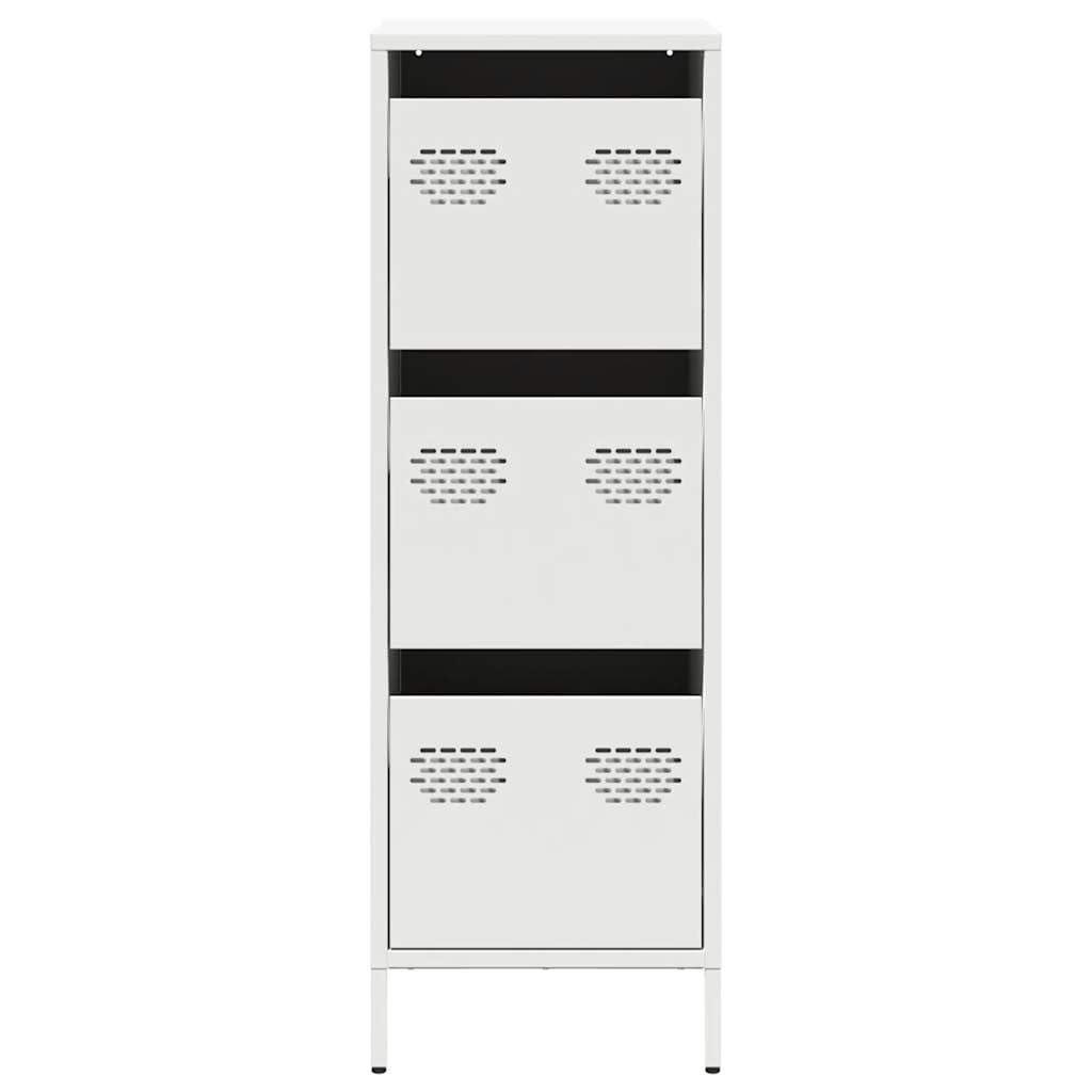 Credenza Bianca 39x35x103,5 cm Acciaio con 3 Cassetti