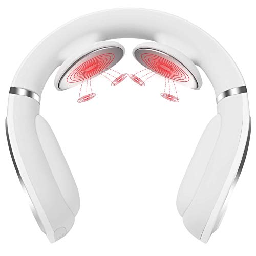 Neck Massager for Pain Relief, Electric Neck Massager 4 Mode 15 Level Strength Neck Massage with Heat, Portable Neck Massager Used at Office, Home, Travel, Valentines Day Gifts for Him/Her