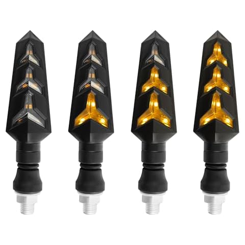 CXCCOI 4PCS Motorcycle Turn Signals Kit with Flowing Amber LED Lights,M10 12V LED Motorcycle Lights for Motorcycle Blinkers,Personalized Motorcycle Accessories for Motorbike Scooter Off Road Cover