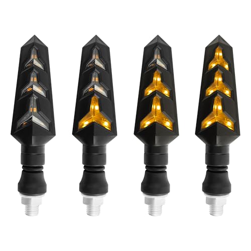 4PCS Motorcycle Turn Signals Kit with Flowing Amber LED Lights M10 12V LED Motorcycle Lights for MMotorcycle Blinkers Personalized MMotorcycle Accessories for Motorbike Scooter Off Road