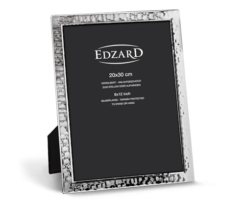 EDZARD Cadre photo Pavia pour photos DIN A4 = 21 x 29,7 cm, argenté noble, résistant au...