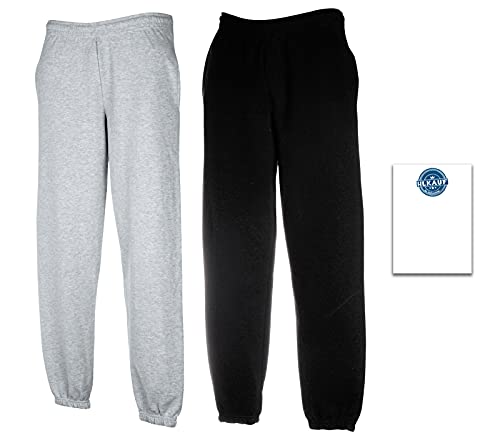 Fruit of The LoomHerren Hose, 1x Grau + 1x Schwarz elastisch + 1 HL Kauf Notizblock, XL