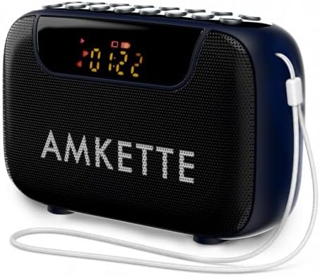 Amkette Pocket Blast 5 in 1 FM Radio with Bluetooth, Powerful Sound, Voice & FM Recording, External Antenna, 7+ Hours Playback, MP3 Player with Number Pad (AUX, SD Card, USB Input) (Blue)