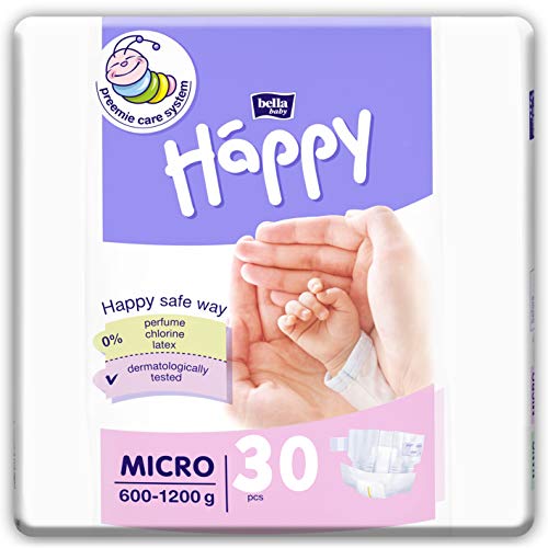 bella baby Happy Windeln Größe Micro 600-1200 g, 3er Pack (3x30 Stück) für Frühgeborene mit besonderen Bedürfnissen