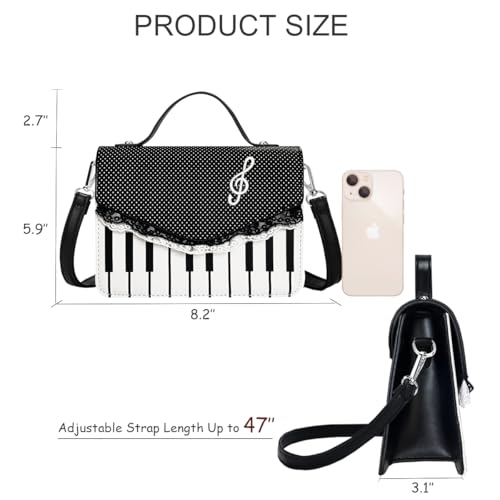 Image of Sunwel Fashion Cute Piano Purse Shoulder Crossbody Bag with Polda-dot Checkered