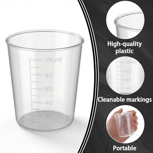 Set 5 Vasos Medidores Plásticos 100 ml Transparente miniatura 5