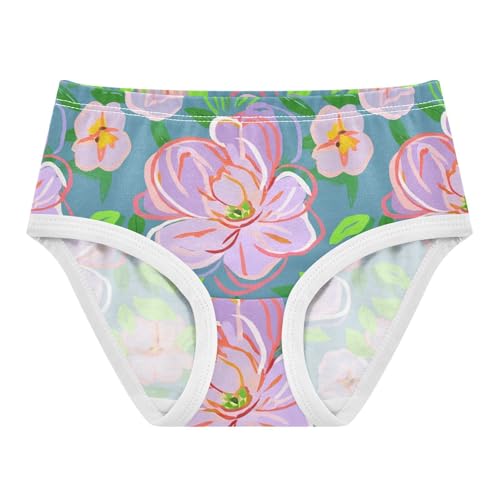 Cotton Toddler Underwear Custom Flowers Pastel Pink Light Purple Cute Panties Girl Artistic Kids Undies Briefs 2t