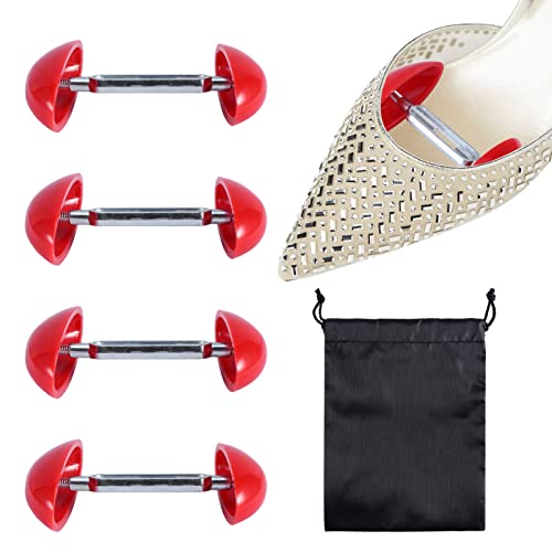 Mofuca 2 Pcs Mini Shoe Stretchers, Adjustable Lightweight Plastic Shoe Expander Widener Non Slip Shoe Trees For Wide Feet For Women Men Shoes High Heel(Red) #TOP2
