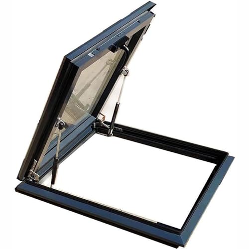 1 escotilla de aluminio para ventana de techo con cerradura segura para iluminación diurna de ático y sótano (80 x 55 cm), mejora la luz natural y la seguridad