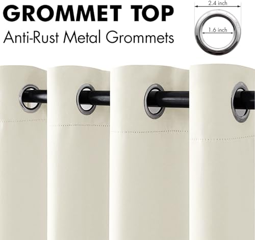Image of MIULEE Cream Blackout Bedroom Curtains Drapes 84 Inch Long 52 inchx84 inch | Grommet Top, Room Darkening Window Drapes, Privacy Protection, Thermal Insulated, Heat Blocking, Light Blocking