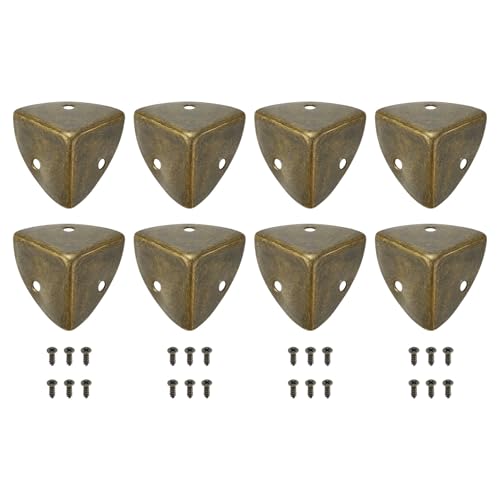 Image of uxcell 8 Pcs Decorative Box Corner Cover, 26mm Metal Edge Guard, Furniture Corner Edges Protector with Screws, Bronze