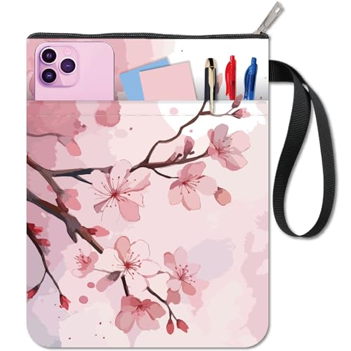 CRASPIRE Funda para Libro de Cerezo con Flores de Flores de 11 x 8.7 Pulgadas, Bolsillo Frontal de Tela Lavable, Protector para lectores, Accesorios de Tapa Dura, Libro de Texto