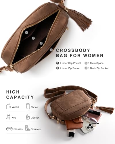 Crossbody Bags For Women, Leather Crossbody Purses Trendy Small Shoulder Handbags With Wide Strap3