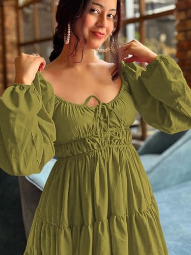 Image of Leriya Fashion Mini Dress for Women | One Piece Dresses for Womens | Stylish Dress for Woman |Mini Dresses Rayon for Women Stylish |Summer Casual Outfit Wear Events, Date & Evening Look