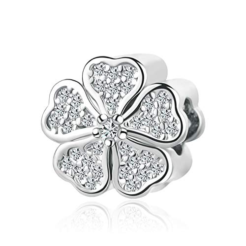 Breloques trèfle porte-bonheur Lucky Clover compatibles avec les bracelets à breloques Pandora - Cadeau de Noël, anniversaire pour femme, fille, sœur, petite-fille