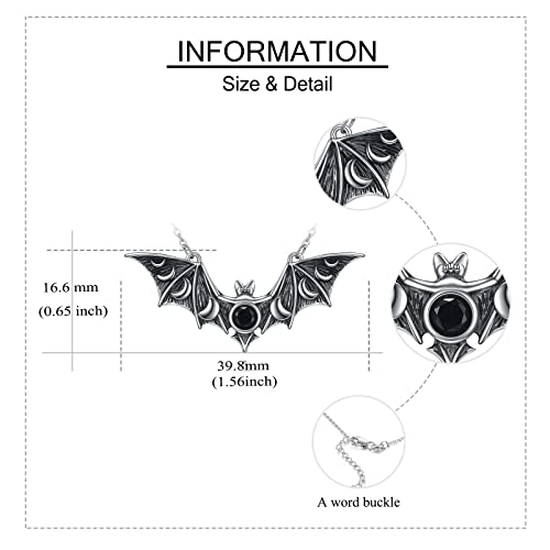 URONE Halloween Necklace Sterling Silver Bat/Moth/Dragon/Spider Necklace Fun Halloween Jewelry Gift for Women4