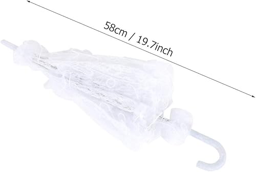 Miniatura 2 de Simlug Paraguas nupcial, sombrilla de encaje de boda, sombrilla de encaje nupcial, paraguas bordado de flores para bodas, fiestas, baile, fotografía