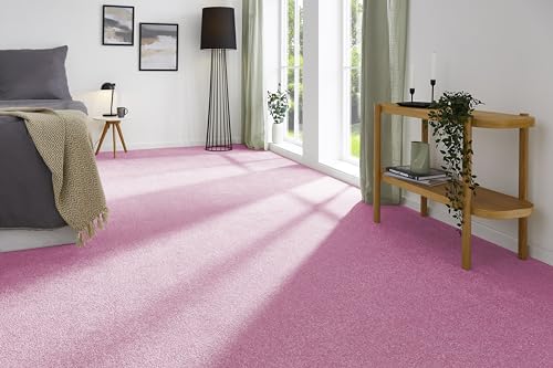 andiamo Teppichboden Izmir einfach zu verlegen - Auslegware Teppichboden - Meterware Bodenbelag - extrem weich mit hoher Trittschalldämmung - weicher feiner Frisé Teppichboden 400 x 300 cm Pink