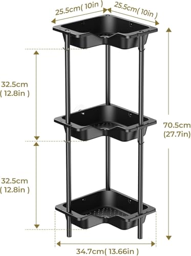 OriwarE Rustproof Floor Standing Corner Shower Caddy Organizer - Image 2