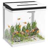 PawHut Acuario de Cristal de 28L con Sistema de Filtro 38x26x39,5 cm Blanco
