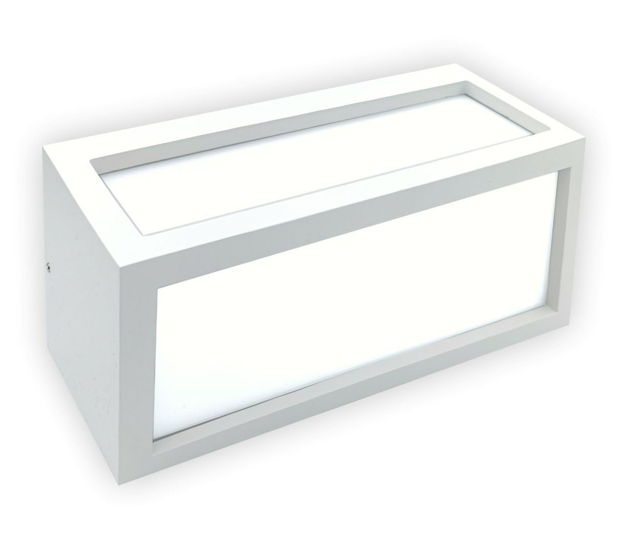Applique Parete Da Esterno Bianca IP54 Rettangolare – Alluminio Pressofuso, 24x11x10 Cm, Per Balcone E Terrazza, Garanzia 5 Anni