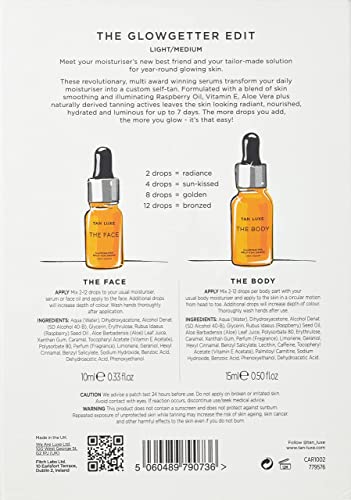 Tan-Luxe Glow Getter Kit - The Face, 10Ml, And The Body, 15Ml, Illuminating Self-Tan Drops - Medium/Dark - Cruelty Free & Vegan #TOP2