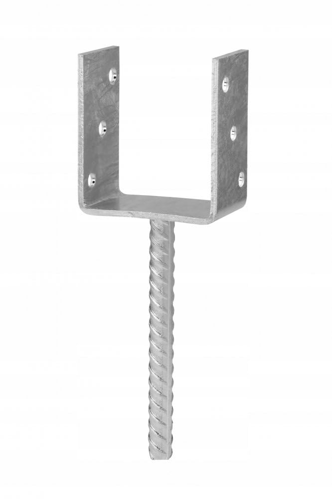 20x Pfostenträger U-Form zum Einbetonieren - 121 x 120 x 60 mm | Stützenfuß 121 x 120 x 60 mm, Pfostenanker Verzinkter Stahl 4 mm, Bodenanker für Holzpfosten