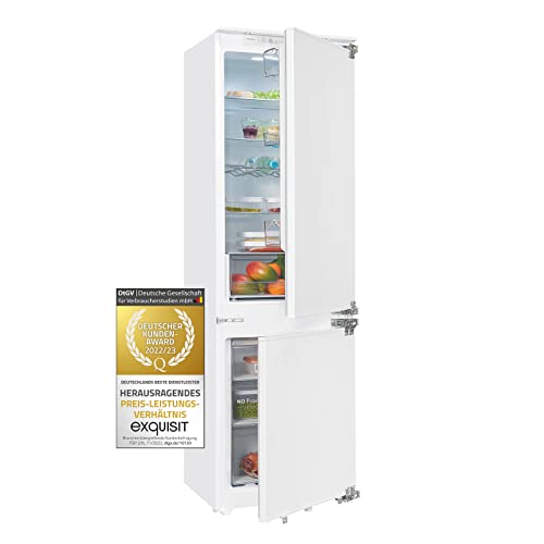 Exquisit Einbau-Kühl-Gefrierkombination EKGC270-70-NF-F-010E | 246l Nutzinhalt für perfekte Lagerung | Mit NoFrost & LED-Beleuchtung | Weiß