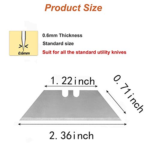 90 Pack Utility Knife Blades And 60 Pack Utility Hook Blades, Sk5 Steel Heavy Duty Box Cutter Replacement Blades With Plastic Case，Standard Size Razor Blades For Most Standard Utility Knives #TOP1