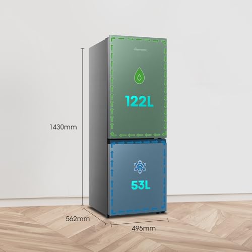 Fridgemaster MC50165EB 50cm Freestanding 60/40 Fridge Freezer - 175-litre capacity with Crisper box - Reversible Door - LED Lighting- 4 Star Freezer Rating - Black - E Rated - Image 4