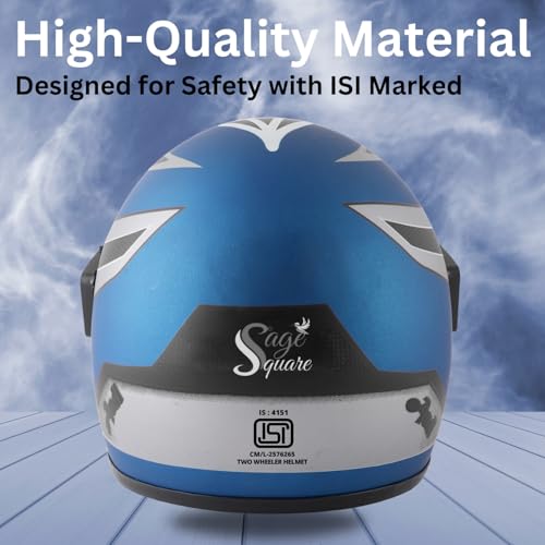 Image of Sage Square Audi Kimi Full Face Helmet | ISI Certified | Clear Visor | Ultra Comfort Inner Padding Extra Comfort & Stylish
