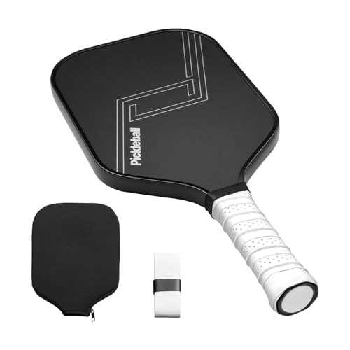 Happybuy Pickleball Paddle - T700 Carbon Fiber Surface and Honeycomb Core. Offers Enhanced Power, Control, and Spin. Professional Pickleball Racket for Adults, Both Men and Women. Black