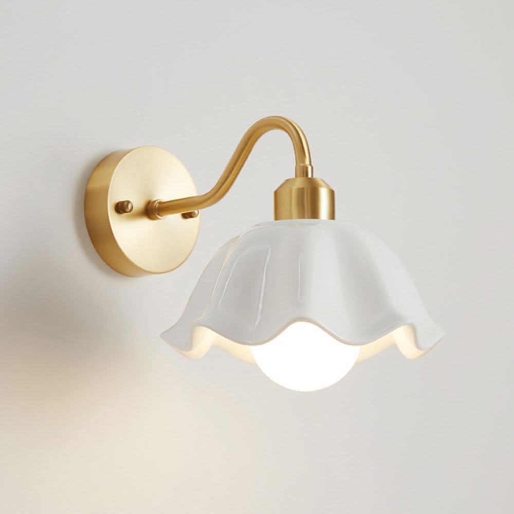 Lantanb Multicolor Creative Flower Shaped Wall Light, Japanese Industrial Style Ceramic Walls Sconce, E26 Light Source Indoor Wall Lamp, Bedside Living Room Dressing Table Decorative Lighting Fixtures