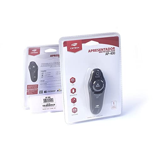 C3Tech Apresentador sem fio AP-400 Preto Com receptor USB nano 2.4Ghz