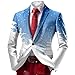 Mens Christmas Blazer, Christmas Suit for Men Lightweight Xmas Printed Blazer Funny Fashion Casual Sport Coat Party Sky Blue