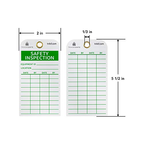 TRADESAFE Safety Inspection Tag for Accident Prevention - Durable Vinyl Plastic - 30 pack - w/zip ties | for Scaffolds, Ladders, Fire Extinguisher, Machinery, Hazards, Inventory, Out of Service