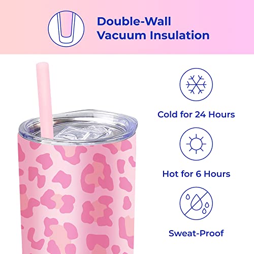 Leopard Print Vacuum Insulated Stainless Steel Skinny Tumbler With Straw - Coffee Mug With Lid, Tea Cup For Travel, Pet Mom, Pet Dad Gifts For Pet Lovers - Insulated Water Bottle - Woman Travel Mug #TOP1