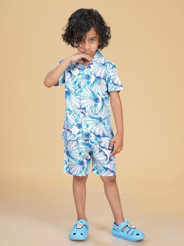 Image of Ninos Dreams Boys Cotton Rayon Coord Set with shorts /Holiday Shirt & Shorts