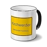kirchwerder Material: hochwertiges Steingut (weiß lasiert), Henkel und Rand schwarz
