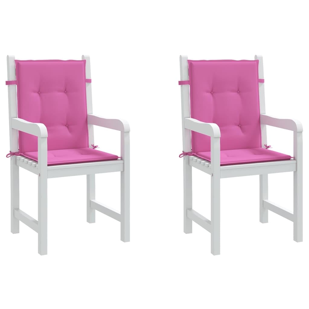 Set di 2 cuscini per sedia a schienale basso, 100 x 50 x 4 cm, in 100% poliestere, con fibra di schiuma, antiscivolo, per sedie da giardino, balcone e terrazza, colore rosa