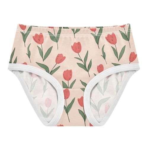 Little Girl Underwear Toddler Panties Kids Undies Tulips Flowers Soft Cotton Briefs 2T-8Y