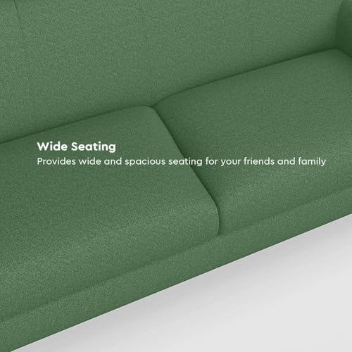 Image of Interio by Godrej Sofa Bevelark 3 Seater Fabric Sofa for Living Room, 3 Year Warranty, Pinewood, Green