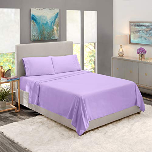Image of Nestl Full Bed Sheet Set - Lavender - 4-Piece Deep Pocket | Instantly Soft, Night-One Ready (No Wash Required). Fits 16-Inch Deep Pockets, 360-Degree Elastic Grip