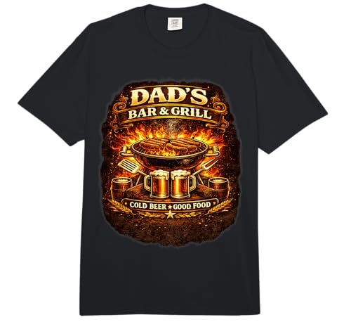 Dad’s Bar & Grill – Cold Beer Good Food BBQ Dad Humor Design Comfort Colors Adult Heavyweight T-Shirt