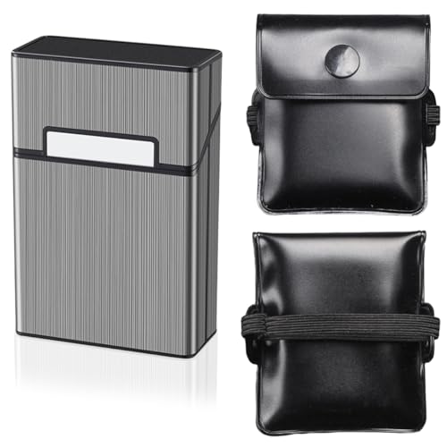 Étui à Cigarette, avec 2 Pièces Cendrier de Poche, Porte-Cigarettes Homme, Boite Cigarette, Aluminium Etui Paquet...