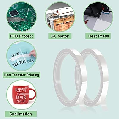 HTVRONT Heat Resistant Tape - 10mm X 33m Heat Press Tape 2 Rolls Heat Transfer Tape, No Residue Heat Sublimation Tape Heat Tape for Sublimation, Heat Press, HTV