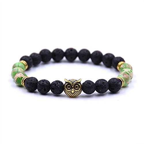 Joya Gift Chakra Lava Stone Owl Beads Bracelets Mens Womens Friendship Bracelets Set #TOP6