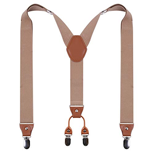 Image of Suspenders Bow Tie for Mens and Women Heavy Duty Elastic Wide Suspenders Strong 4 Metal Clips Adjustable