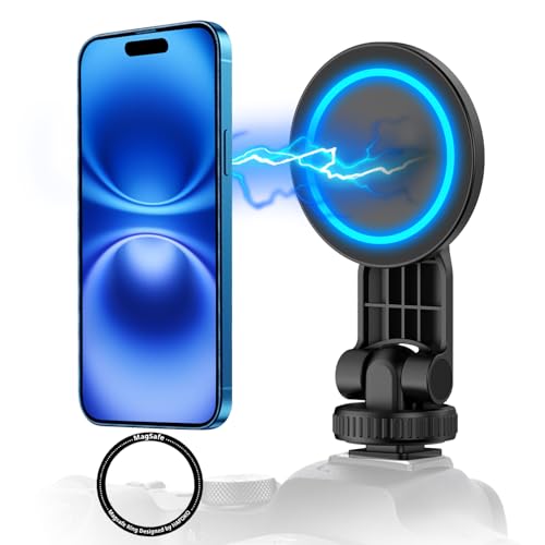 Magnétique Trépied Monture Pince avec Froid, 1/4 Magnétique Photo Téléphone Compatible pour iPhone 17/16/15/14/13/12 Pro Max Android Photographie Accessoires
